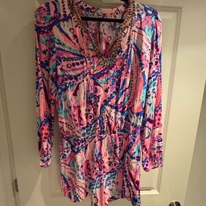 Lilly Pulitzer Pink Multicolor Chain-Trim Romper